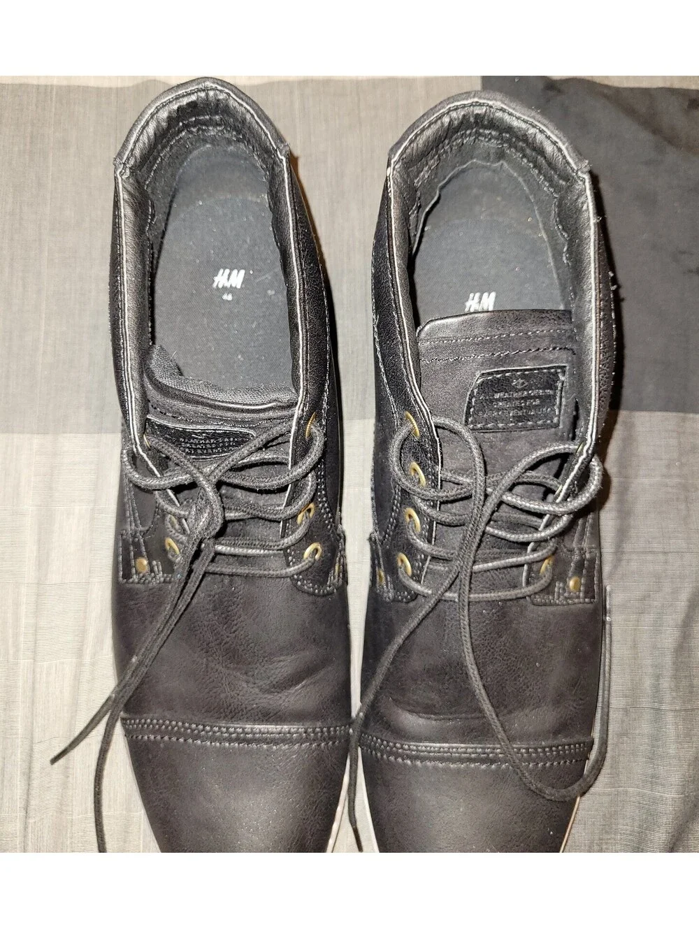 H&M Men's Black Cap Toe Chukka Boots Lace Up Ankle Boots Size 12 EU 46
